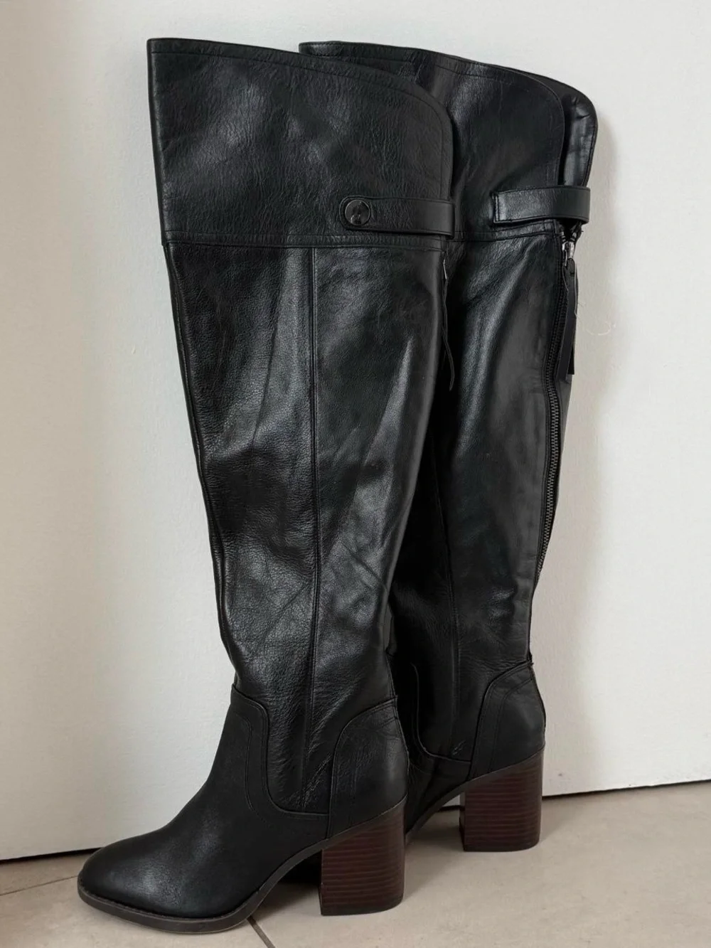 Y2K inspired Black Knee High Boots Tall Riding Boots